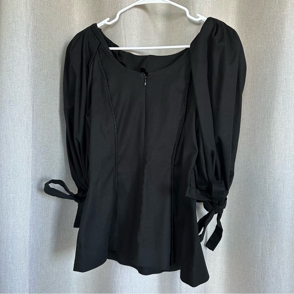 Mother of Pearl Mimi Cotton Blend Black Crewneck Short Sleeve Blouse M (10) - Picture 3 of 12